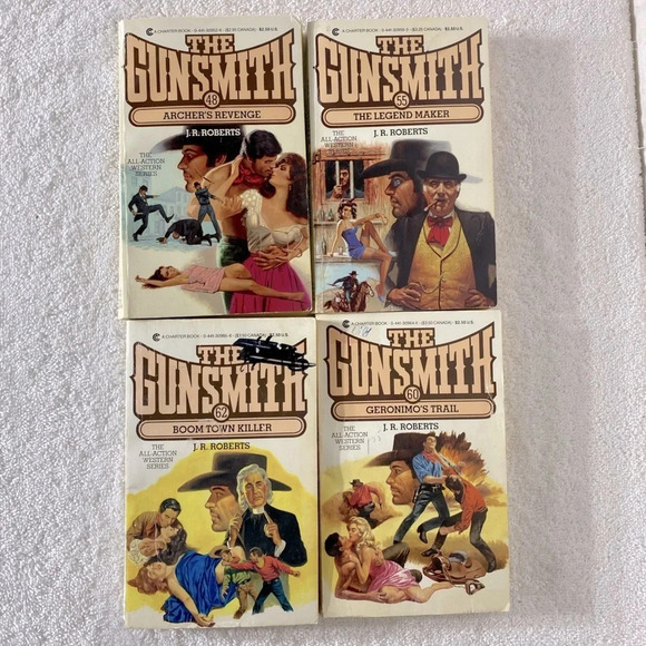 Vintage The Gunsmith All Action Western Romance Novel x4 - Picture 1 of 14